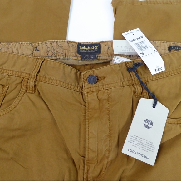 Timberland Straight Fit Vintage Look Cotton Stretch 5 Pocket Pants NWT - Picture 4 of 6